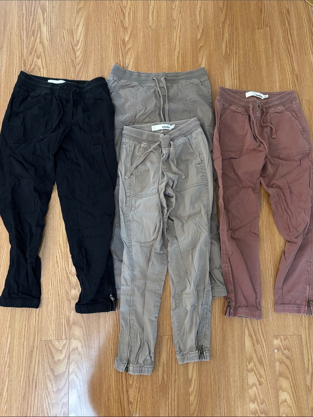Bundle of 4 Pull-On Jogger Pants in Black, Taupe, and Mauve for Work